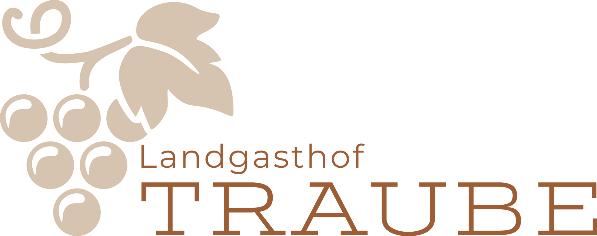 Ein Logo für den Landgasthof Traube mit einer Weintraube und Blättern