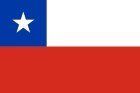 The flag of Chile, featuring a white star on a blue square in the top left, with a white top stripe and a red bottom stripe.