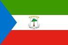 The flag of Equatorial Guinea, featuring horizontal green, white, and red stripes with a blue triangle and coat of arms.