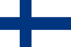 The flag of Finland: a blue Nordic cross on a white background.
