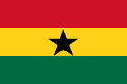 The national flag of Ghana: three horizontal stripes of red, yellow, and green with a black five-pointed star in the center.