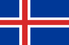 The flag of Iceland, featuring a blue field with a red Nordic cross outlined in white.