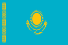 The national flag of Kazakhstan: a light blue field with a golden sun and a soaring steppe eagle, plus a vertical pattern.