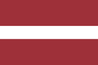The flag of Latvia, consisting of a horizontal white stripe centered on a dark red field.