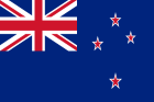 The flag of New Zealand, featuring a dark blue field, the Union Jack in the canton, and four red stars with white borders.
