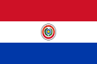 The flag of Paraguay features horizontal red, white, and blue bands with the national emblem centered on the white band.