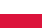 The flag of Poland, featuring two horizontal stripes of equal width: white on top and red on the bottom.