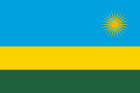 The flag of Rwanda: three horizontal bands of blue, yellow, and green, with a yellow sun in the upper-right corner.