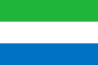 The national flag of Sierra Leone, featuring three horizontal bands of light green, white, and blue.