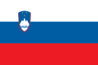 The flag of Slovenia features three horizontal bands of white, blue, and red, with the country's coat of arms in the top.
