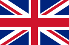 The flag of the United Kingdom featuring a red cross and diagonal stripes on a blue field with white borders.