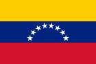 The national flag of Venezuela features three horizontal stripes of yellow, blue, and red with an arc of white stars.