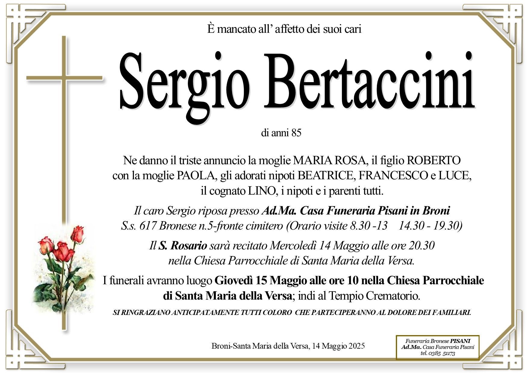 necrologio Sergio Bertaccini