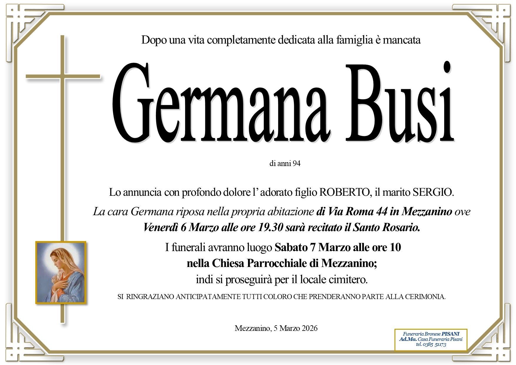necrologio Busi Germana
