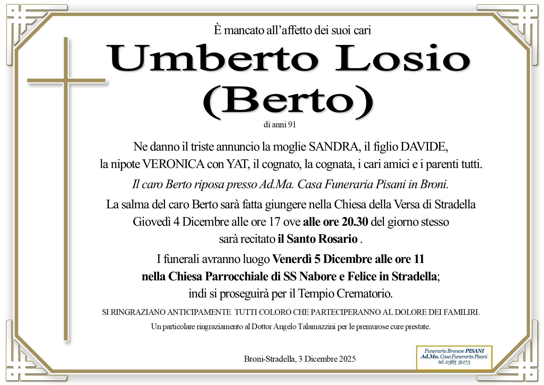 necrologio Umberto Losio (Berto)