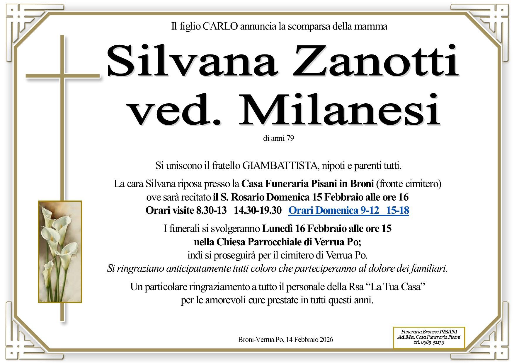 necrologio Zanotti Silvana