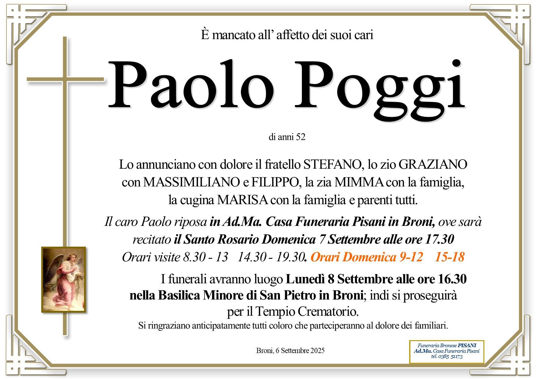 necrologio Paolo Poggi