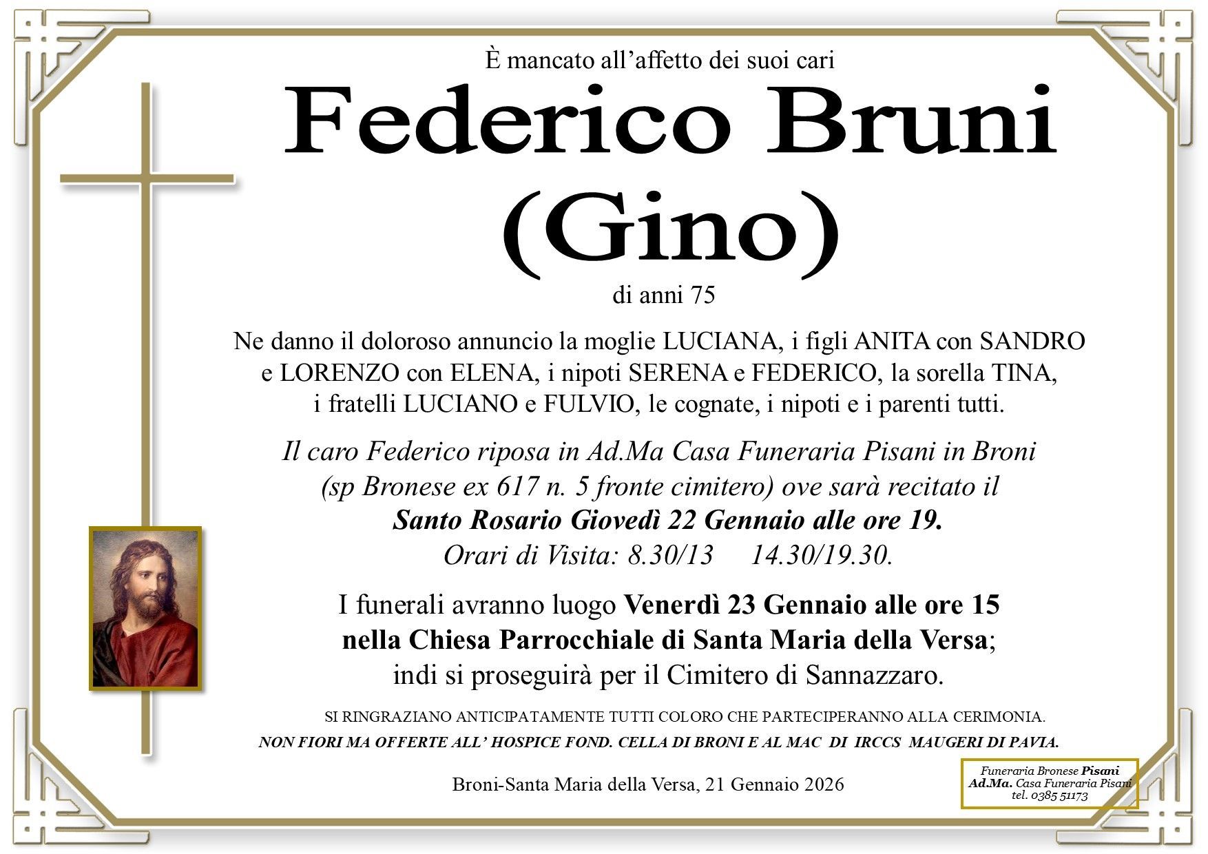 necrologio Bruni Federico (Gino)