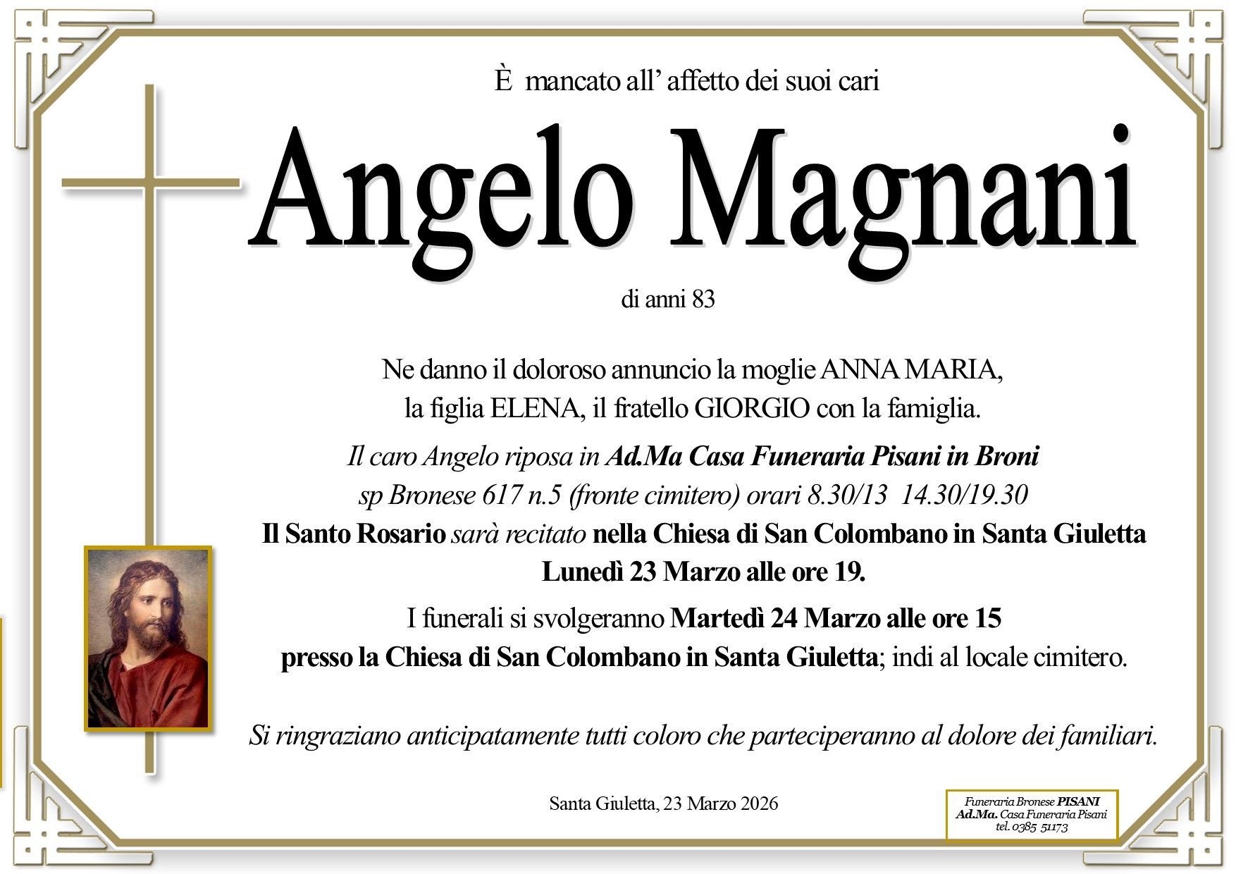 necrologio Magnani Angelo