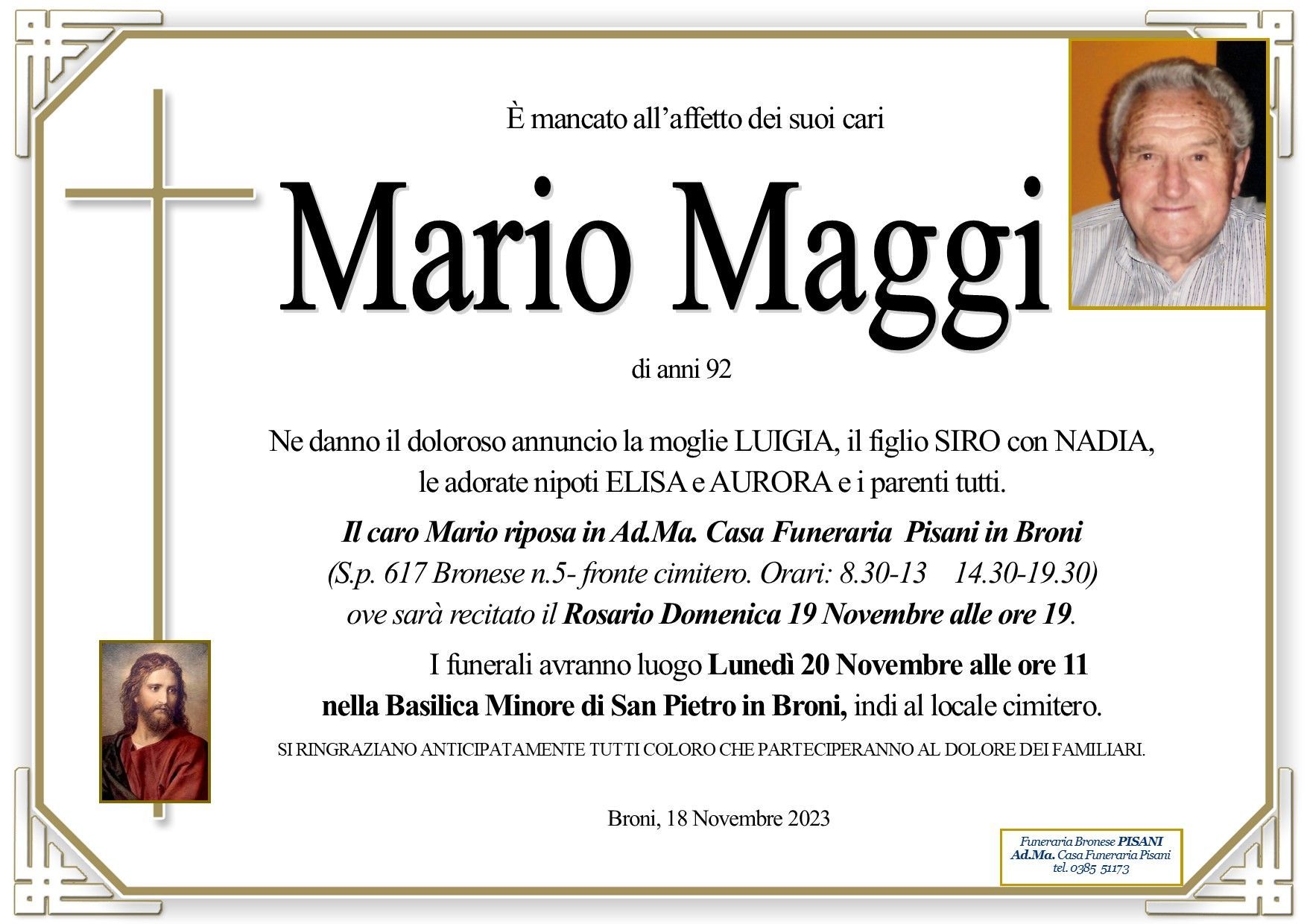 necrologio Mario Maggi