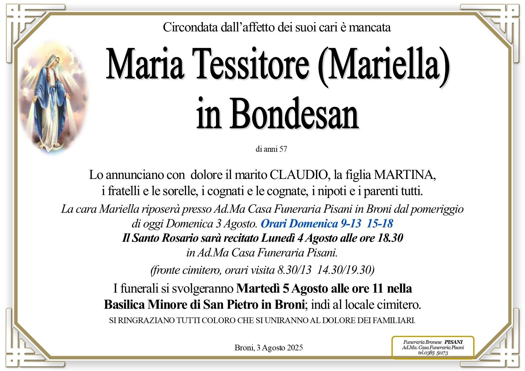 necrologio Maria Tessitore
