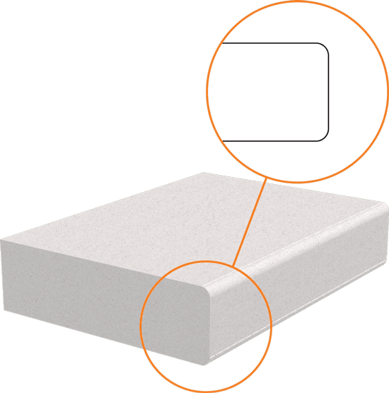 A White Box With an Orange Circle Around It — Hot Rock Granite In Burleigh Heads, QLD