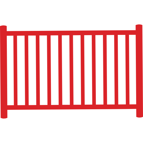 red aluminum fence border