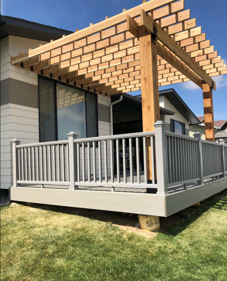 Gazebo In Landscaped Garden With Interlocking Stone Patio — Cheyenne, WY — All Decked Out LLC