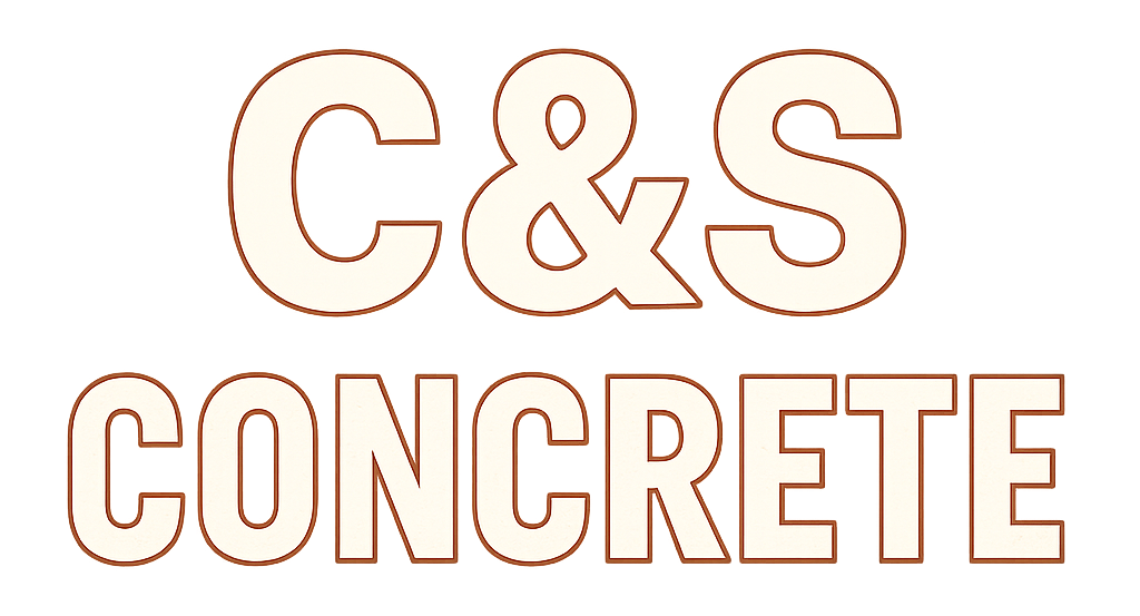 C&S Concrete logo with brown outline and white fill, on a white background.