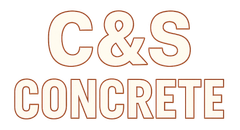 C&S Concrete logo with brown outline and white fill, on a white background.