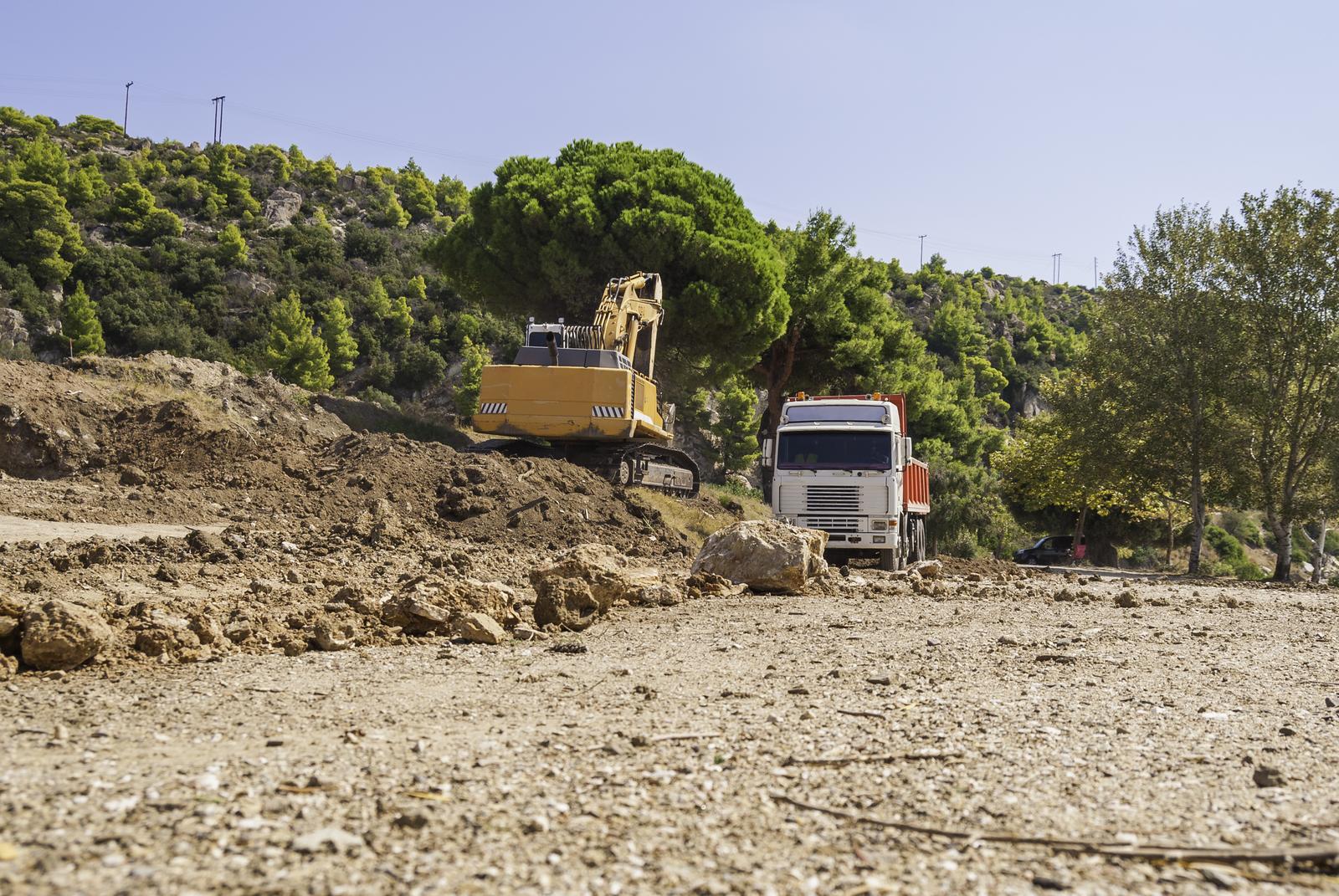 excavator in the construction site