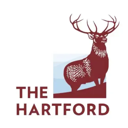 Red deer stag logo for The Hartford insurance company.