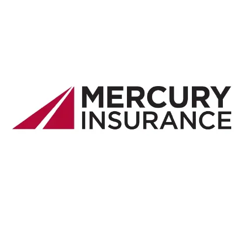 Mercury Insurance logo: Red angled lines forming a triangle,