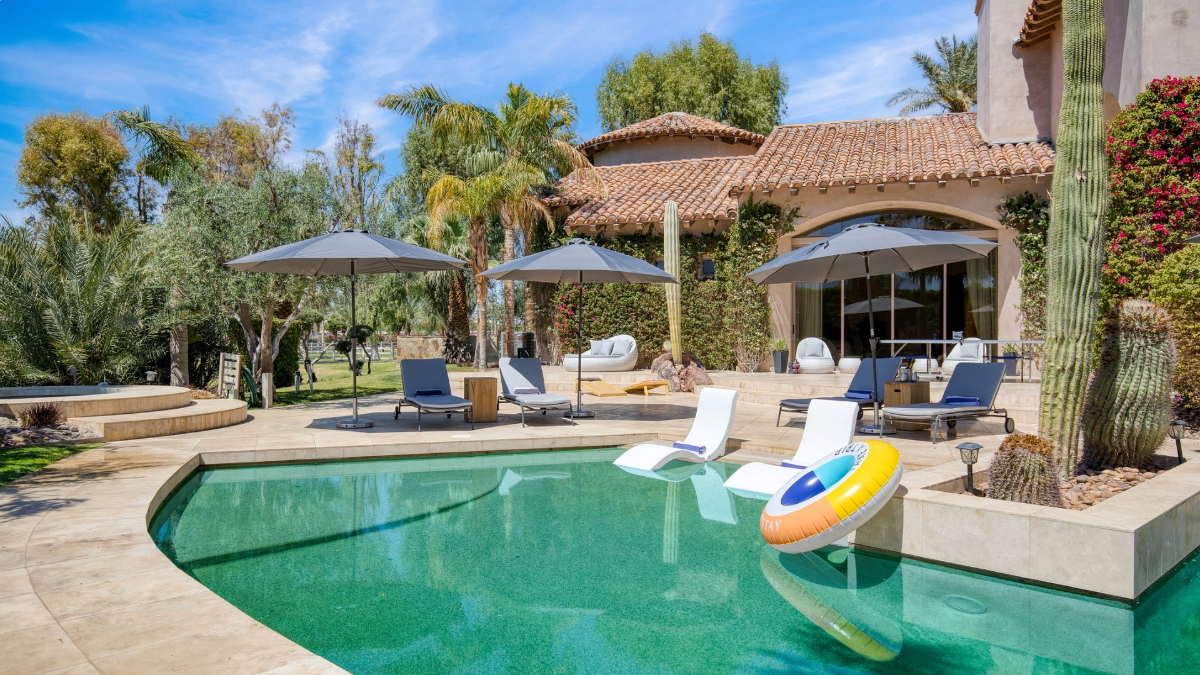 pool area with lounge chairs