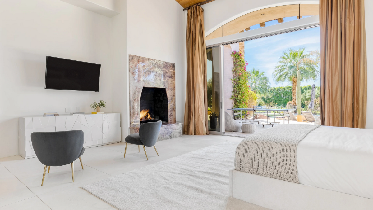 master suite with fireplace