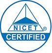NICET certified logo in blue and white circle with checkmark and diamond icon