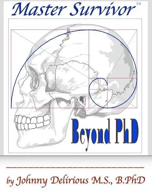 Skull illustration overlaid with the Fibonacci spiral and a rectangular grid, 