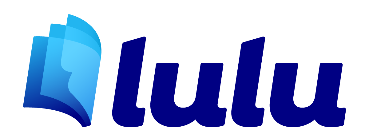 Lulu brand logo with a blue, abstract book icon followed by the word