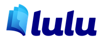 Lulu brand logo with a blue, abstract book icon followed by the word 