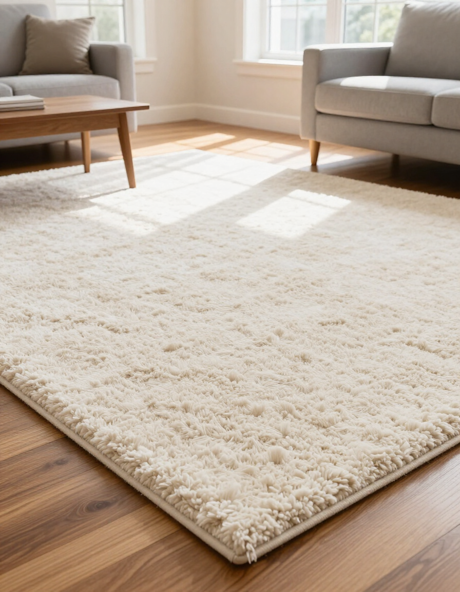 Freshly cleaned residential carpet in a bright living room