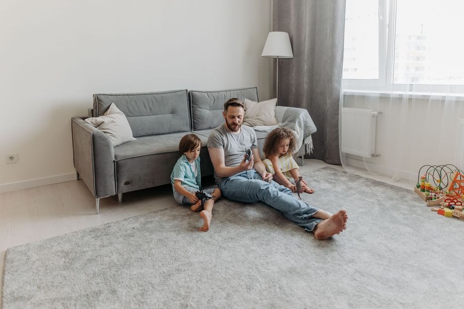 Freshly steam-cleaned carpet fibers