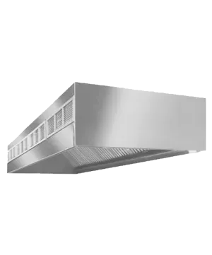 It is a stainless steel hood that looks like a box.