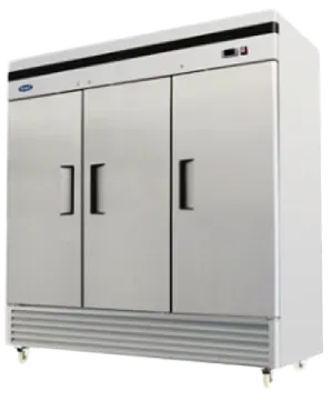 A large stainless steel refrigerator with three doors