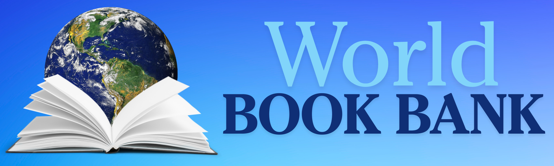 A logo for the world book bank with a picture of the earth