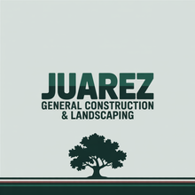 Logo for Juarez General Construction & Landscaping, LLC; green house graphic, services listed, phone number.