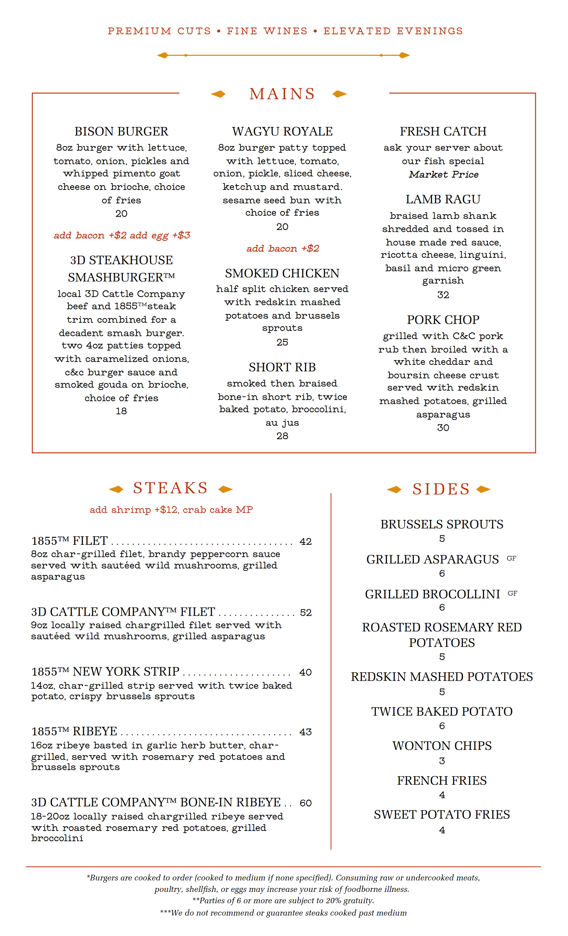 A menu for a restaurant with a lot of food on it.