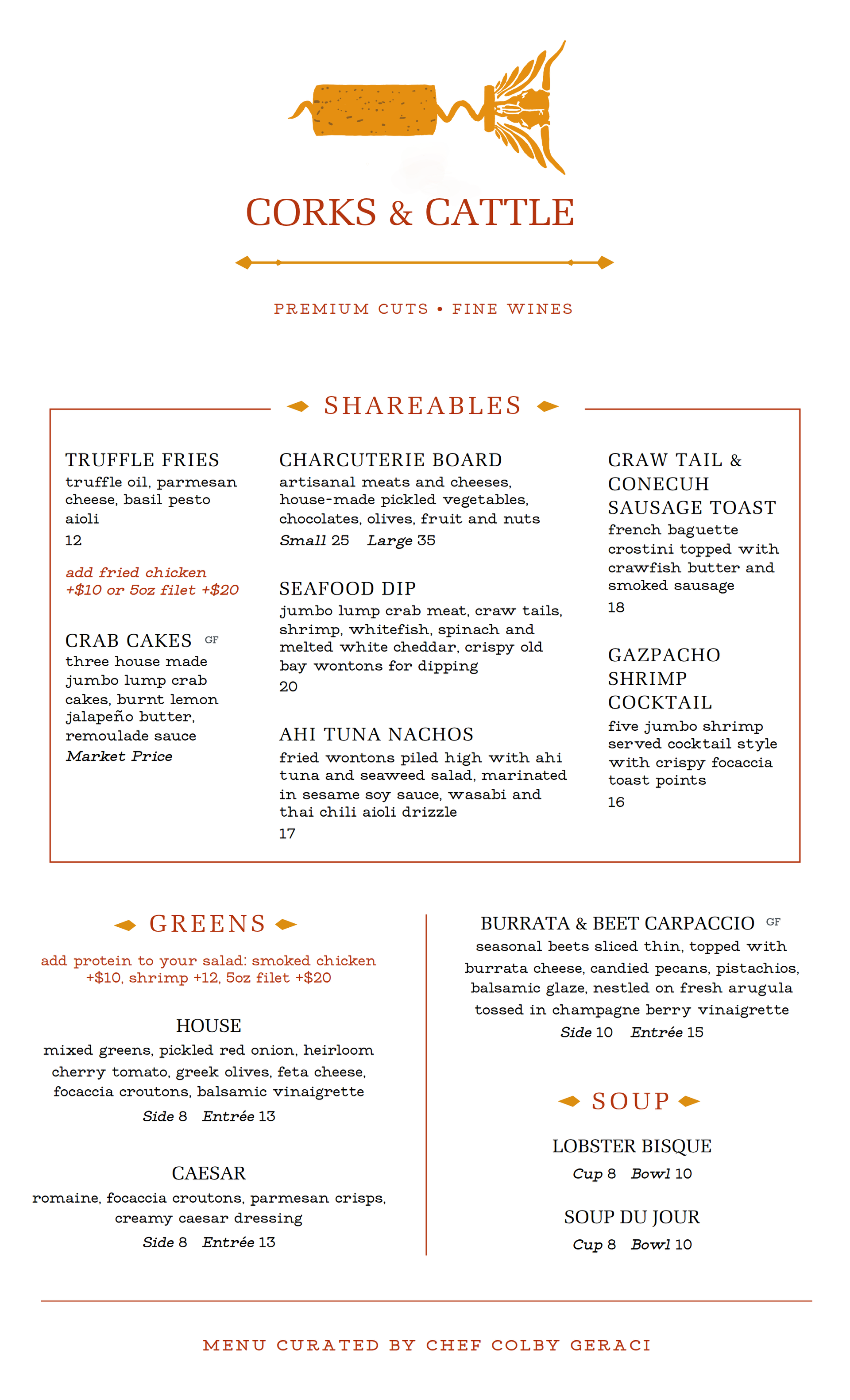 A menu for a restaurant with a lot of food on it.
