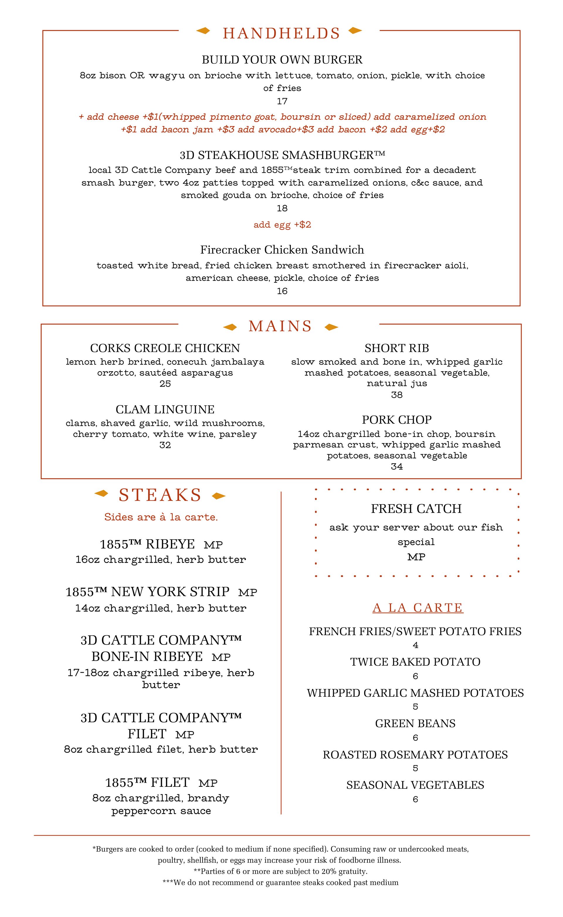 A menu for a restaurant with a lot of food on it.