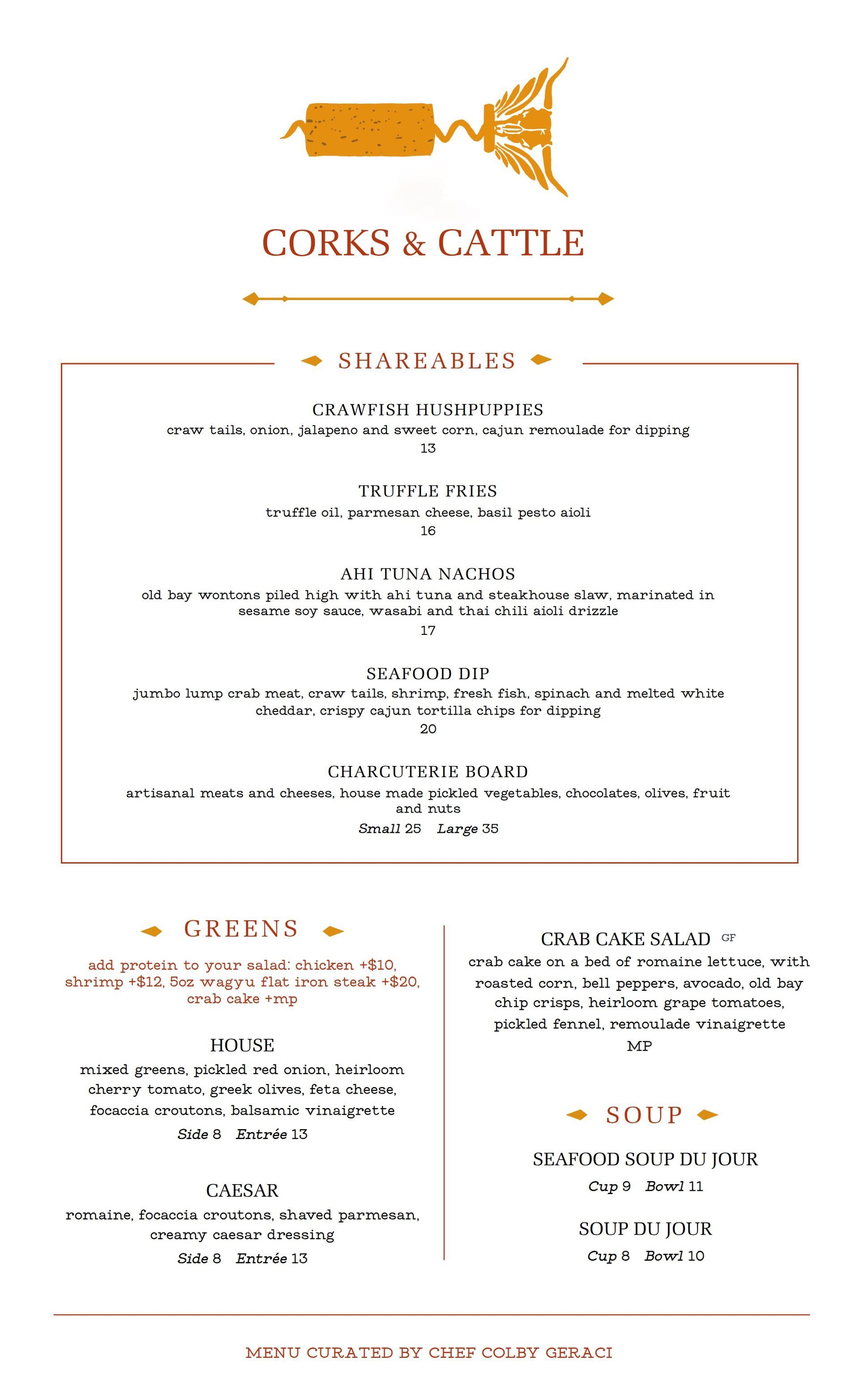 A menu for a restaurant with a lot of food on it.