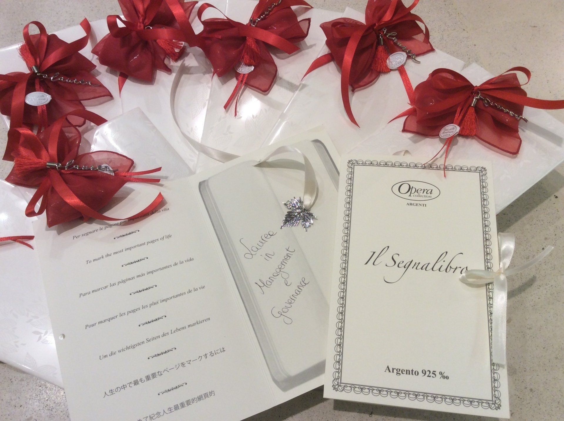 bomboniere con accessori in argento per laurea
